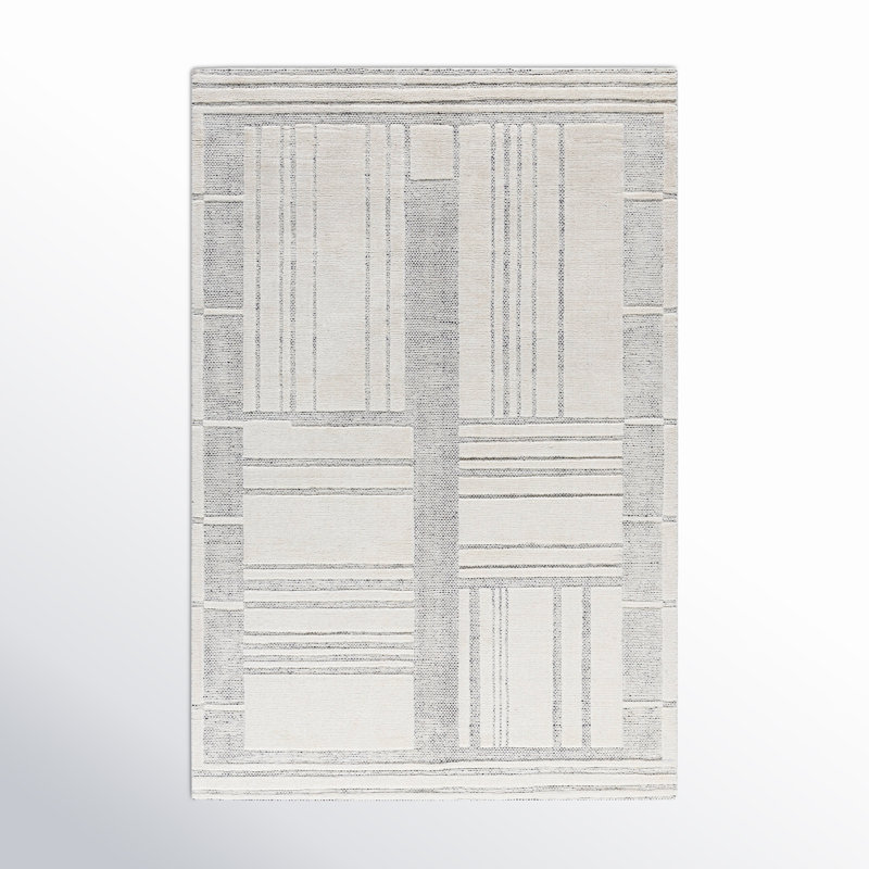 Rectangle Ronaldo Abstract Hand Loomed Wool Area Rug in Brown/Gray, Rectangle 8' x 10'