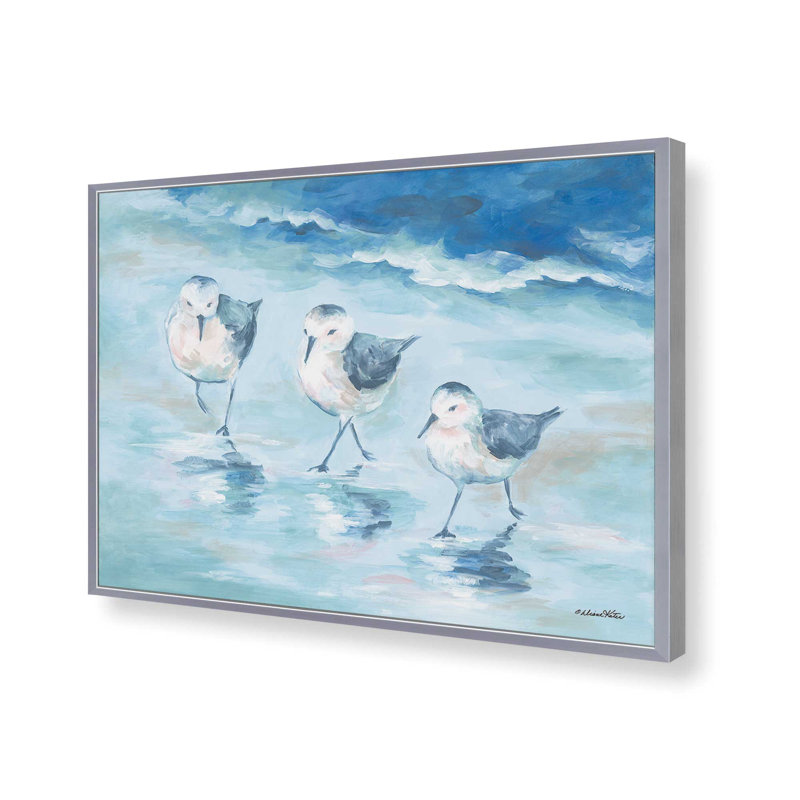 «Shorebirds II» par Diane Kater, reproduction d'art, Argent, L 32 po x H 24 po, Impression encadrée