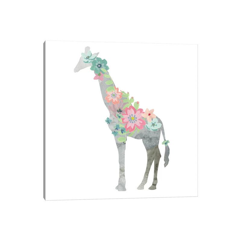 Girls Love Flowers Giraffe by Carol Robinson - Print on Canvas, Wrapped Canvas, 66.04 cm H x 66.04 cm W x 1.91 cm D