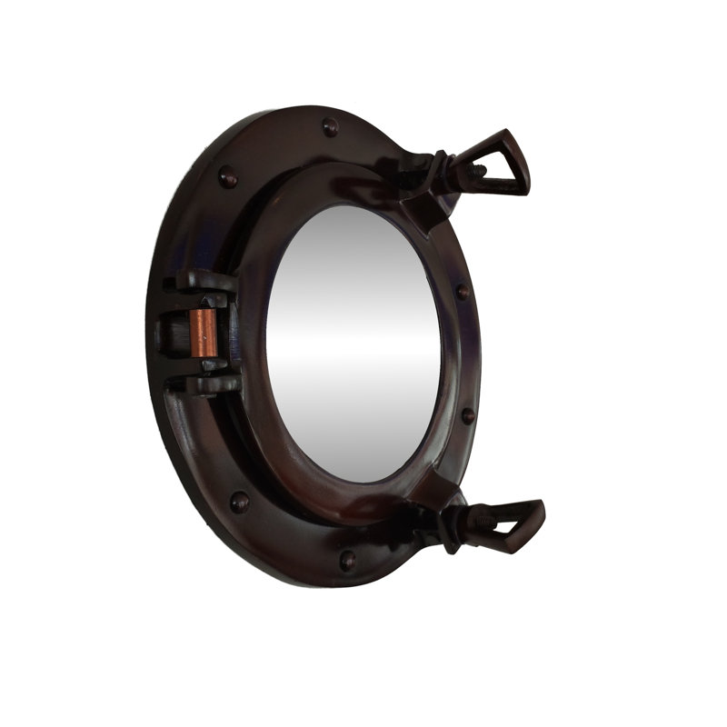 Metal Wall Mirror, 8" H x 8" W, Antique Copper