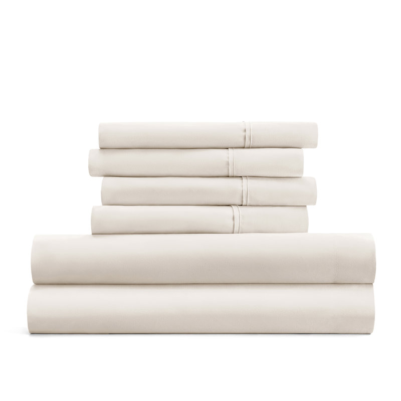 Solid Microfiber Ultra Soft Sheet Set, Ivory, Queen Sheet Set with 2 Pillowcases
