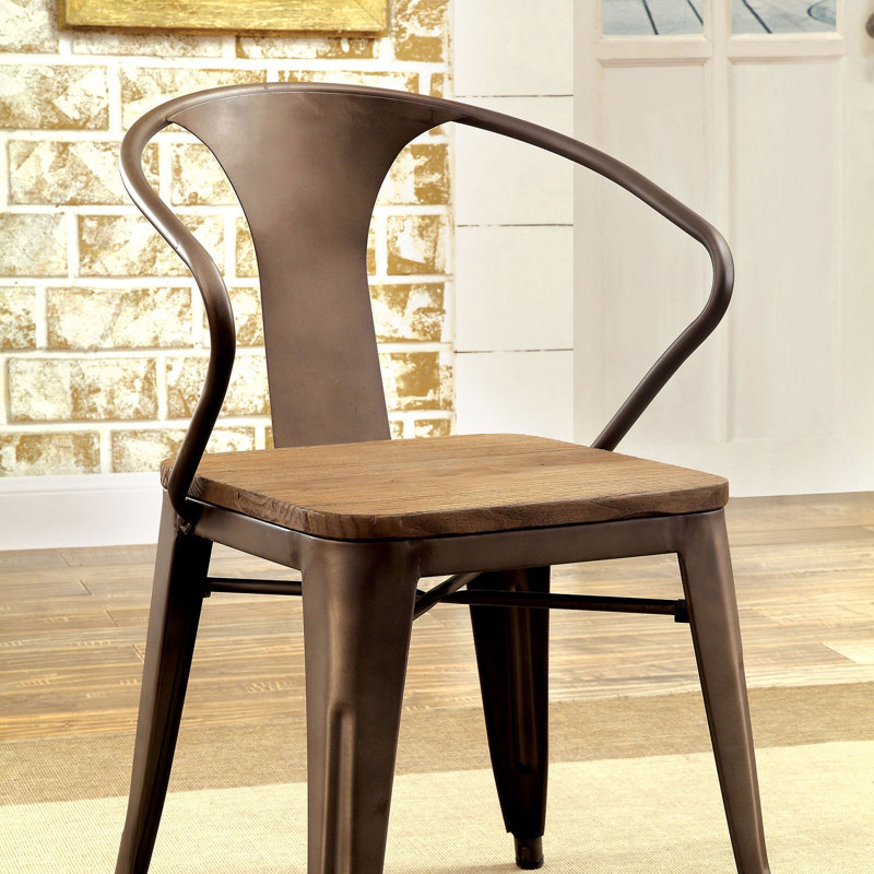 Chaise de salle à manger à lattes en métal bronze foncé Faust