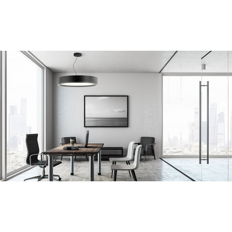 Gilda 1 - Light LED Drum Pendant, Matt Black, 12 cm H x 70 cm W x 70 cm D