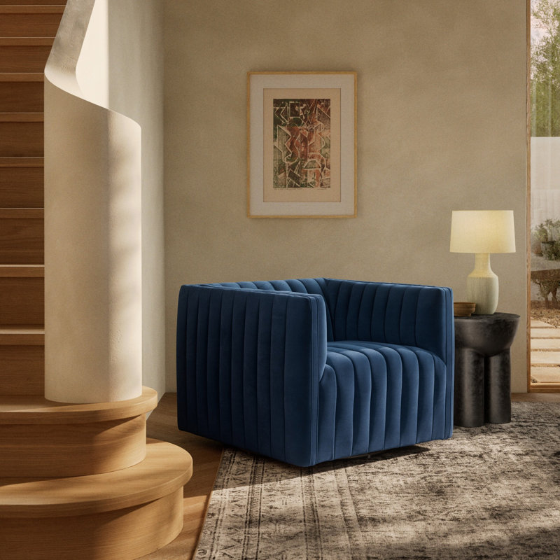 Augustine Swivel Armchair, Amici Moss Polyester
