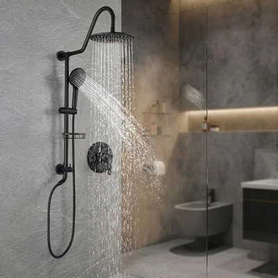 TJAMSH1106 3-Spray Wall Mount Handheld Shower Heads 2.5 GPM with Soap Dish in Matte Black (Valve Not Included)