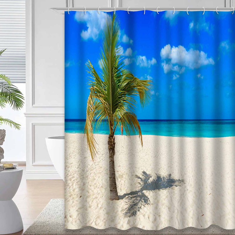 Palmier, aigle, plage, paysage, magnifique, bleu, calme, nuages, côte, à, 12, crochets, L 72 po x l 72 po