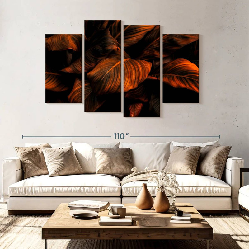 Harnek Bronze Toned Leaves, 54" H x 84" W