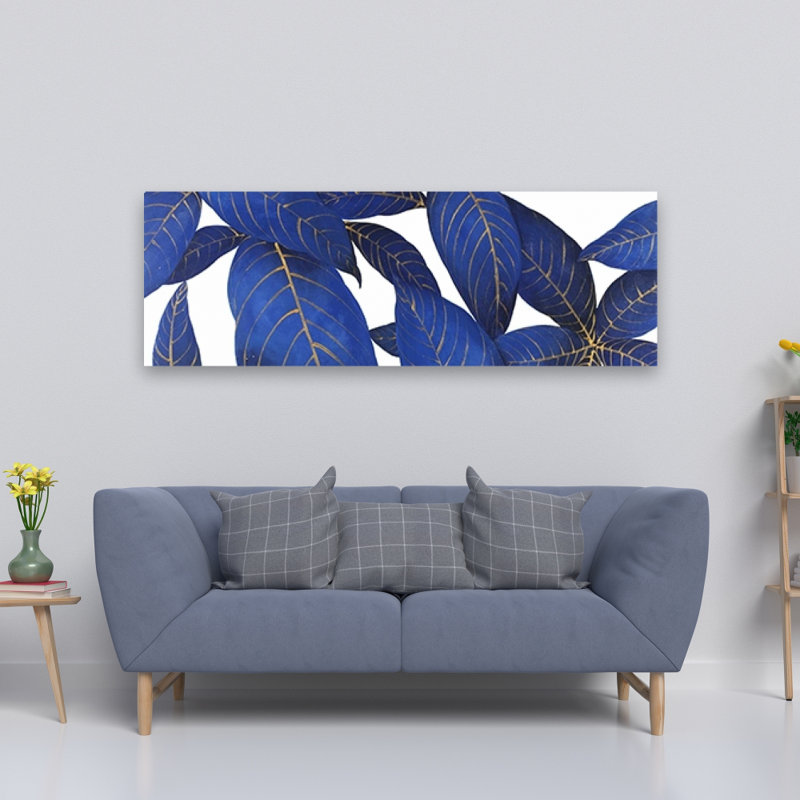 Abstract Modern Blue Leaves - Classic Blue Canvas Home Decor