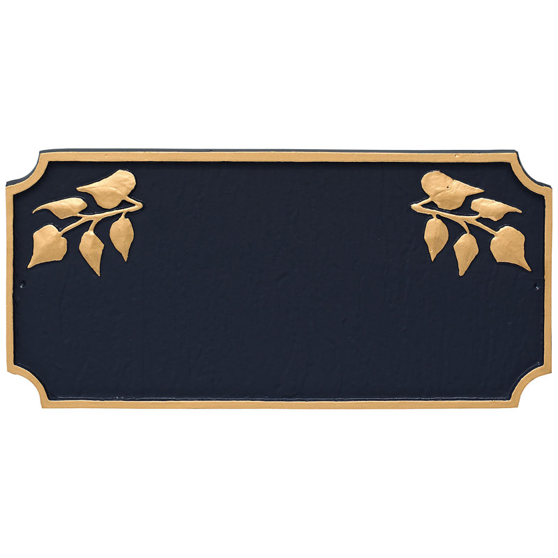 Princeton Rectangle Wall Plaque, Navy/Gold, Yes
