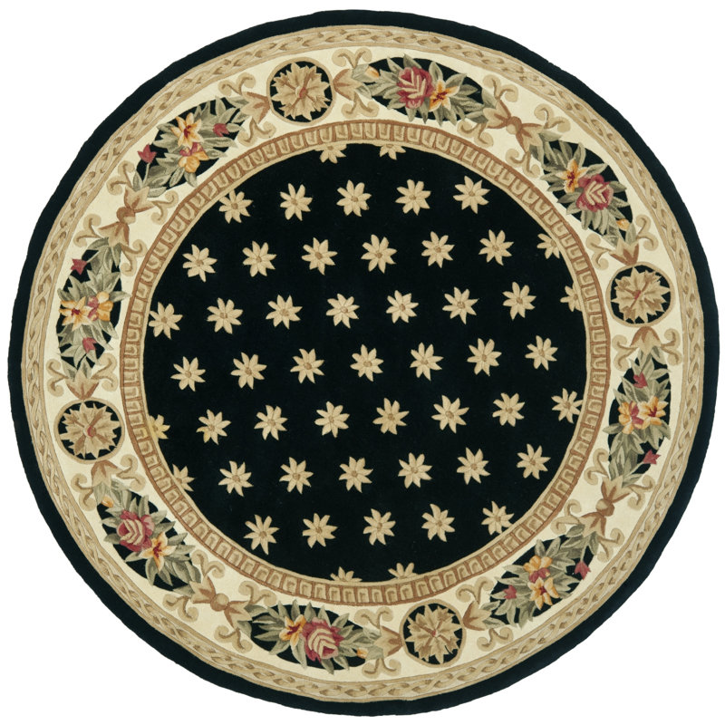 Lenora Hand Tufted Wool Pile Floral Rug, Round 4'