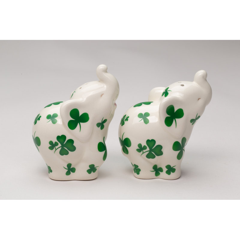 Ensemble de sel et poivre 2 pièces Cosmos cadeaux Éléphant avec trèfles