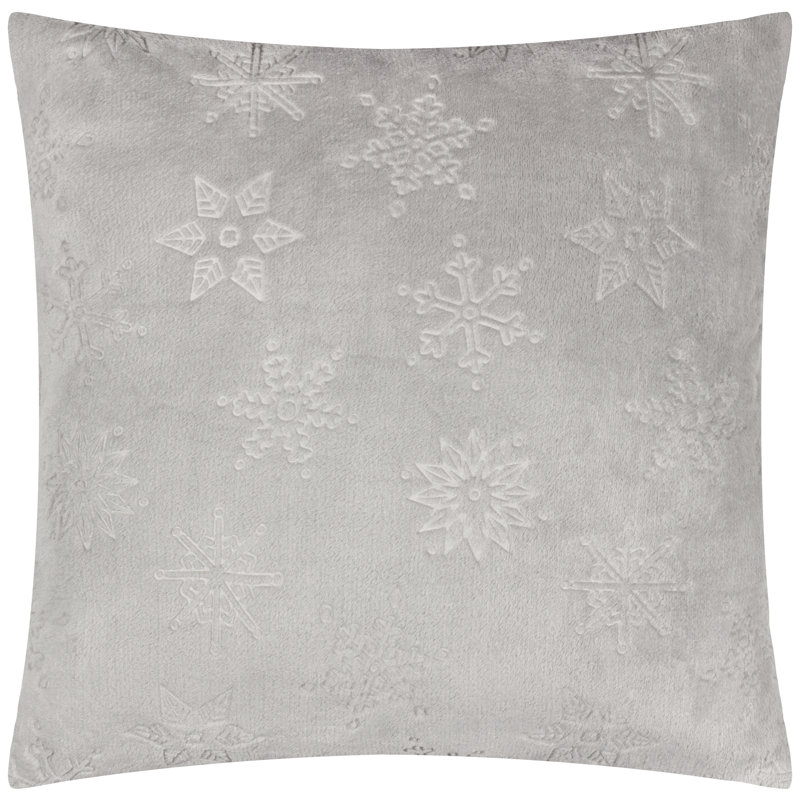 Snowflakes Grey Square Cushion, Feather