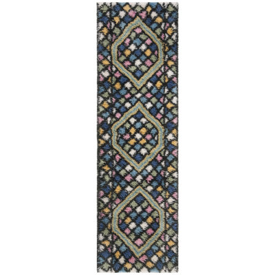 Cantu Hand Tufted Nz Wool/Cotton Geometric Rug in Blue/Gold