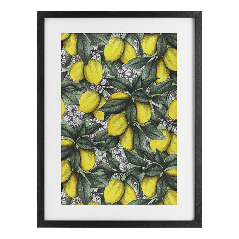 «Under The Lemon Tree», reproduction sous verre encadrée, par Cecilia Battaini, H 20 po x l 14 po, Cadre noir minuit