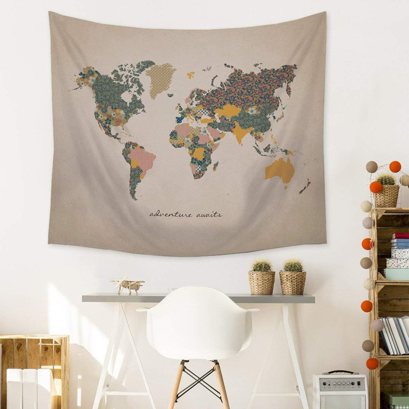 «Adventure Awaits World Map», tapisserie murale