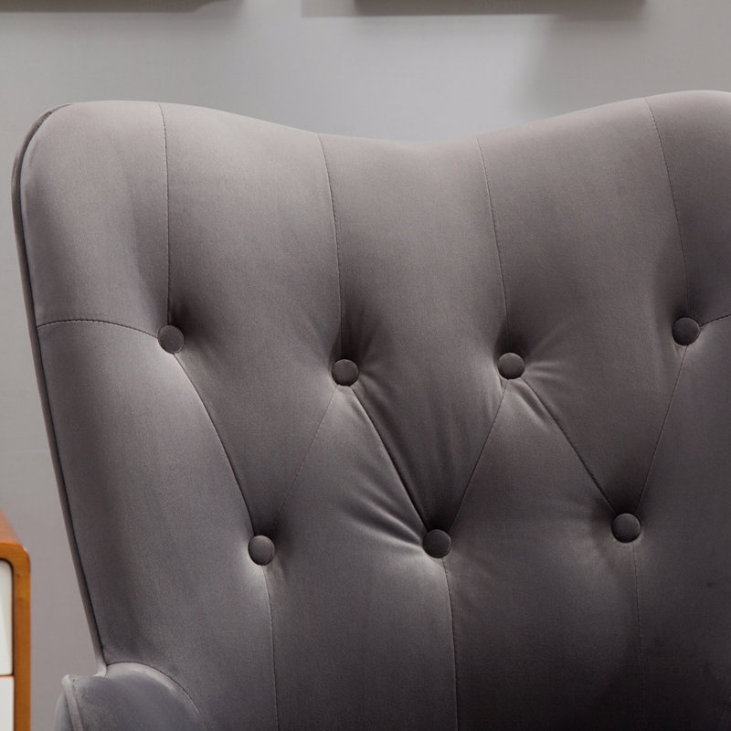 Doarnin Tufted Button Accent Chair, Single Upholstered Chair, Kitchen Dining Chair for Indoor, Gray Velvet