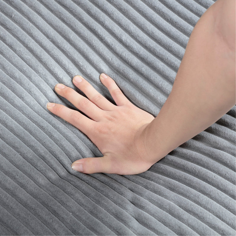 Canapé modulaire en velours côtelé gris, 4 pièces, pieds en bois massif, coussins moelleux pour la maison 4, rembourrage en mousse pour une vie confortable