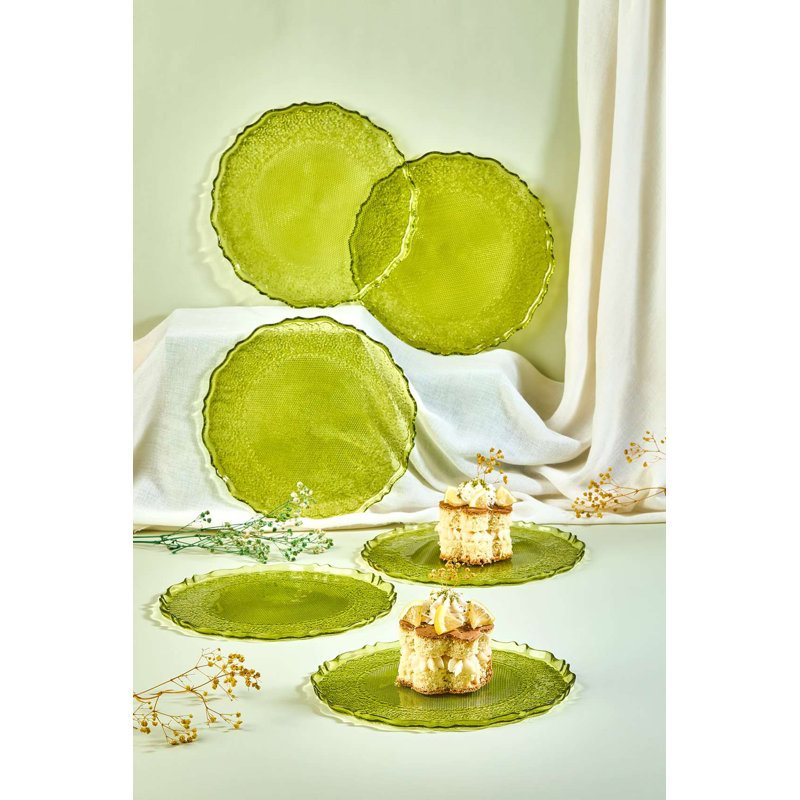Ensemble d'assiettes à dessert 6 pièces Elegant, 8,3 pouces | 100% verre, couleur jaune éclatant | Parfait pour les gâteaux, les pâtisseries et les desserts | Lavable au lave-vaisselle, conception moderne pour le divertissement et l'utilisation quotidienne