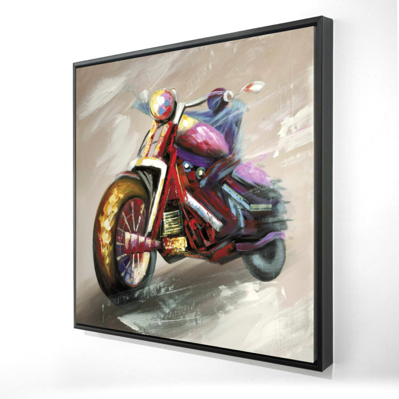 Abstract Motorcycle Canvas - Red Contemporary Living Room Decor