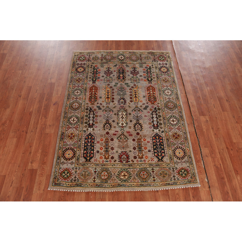 Tapis oriental en laine fait à la main Kazak 4 x 6