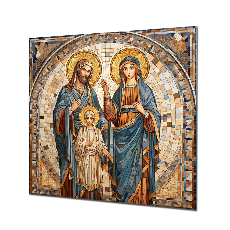 Illustration murale emblématique de Jésus et de la Sainte Famille I - Christianisme, H 29 po x l 29 po x P 1,5 po