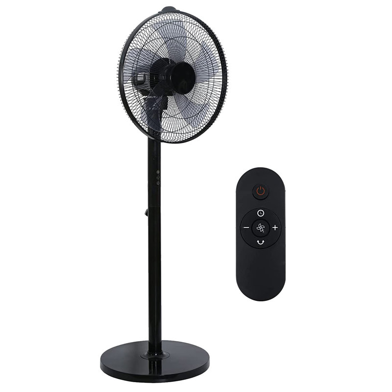 49.5 In. Oscillating Adjustable 12-Levels Speed Black Pedestal Fan With Remote Control And Timer