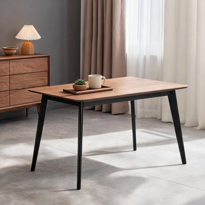 Table de salle à manger rectangulaire pour 4-6 personnes avec plateau en placage de noyer foncé, bois manufacturé, 35 x 59 x 30 pouces
