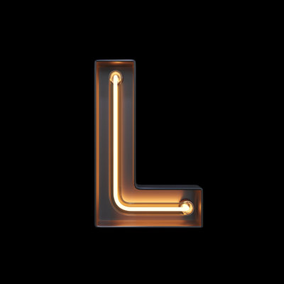 Neon Light Alphabet L With Clipping Path - Wrapped Canvas Print