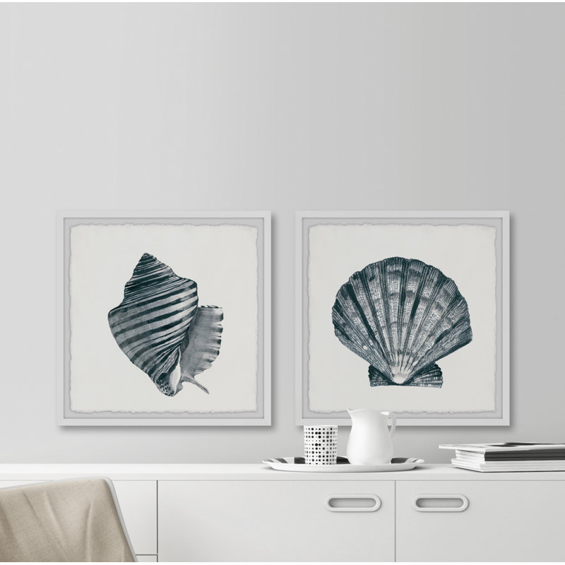 Lozano Striped Queen Conch II by Marmont Hill - 2 Piece Single Picture Frame Painting, 81cm H x 162cm W x 3.81cm D