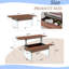 Table basse à plateau relevable avec grain de bois et pieds en verre-1133927588