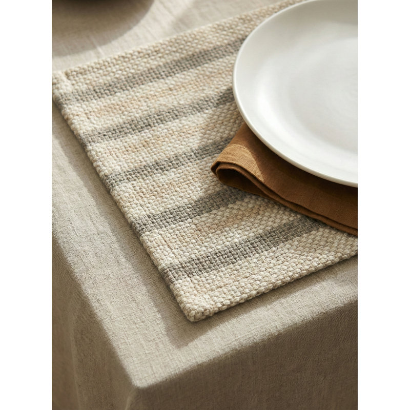 Red Marina Stripe Indoor Outdoor Placemat, Gray