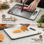 Planche à découper double face en titane et paille de blé avec rainure à jus et cadre antidérapant