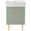Meuble-lavabo moderne avec lavabo en céramique et support de rangement pour armoire à gauche-123787972