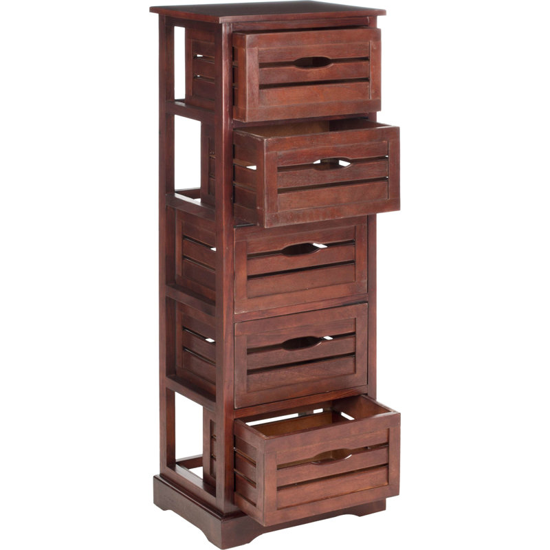 Commode 5 tiroirs Aliaya, Cerisier foncé