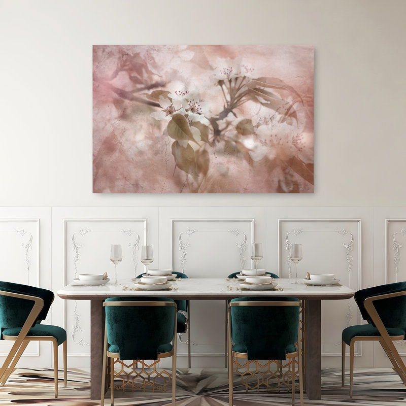 Fleurs rose tendre, délicates, oniriques, élégantes, cerisiers, nature, printemps, affiche murale, 40" H x 60" W