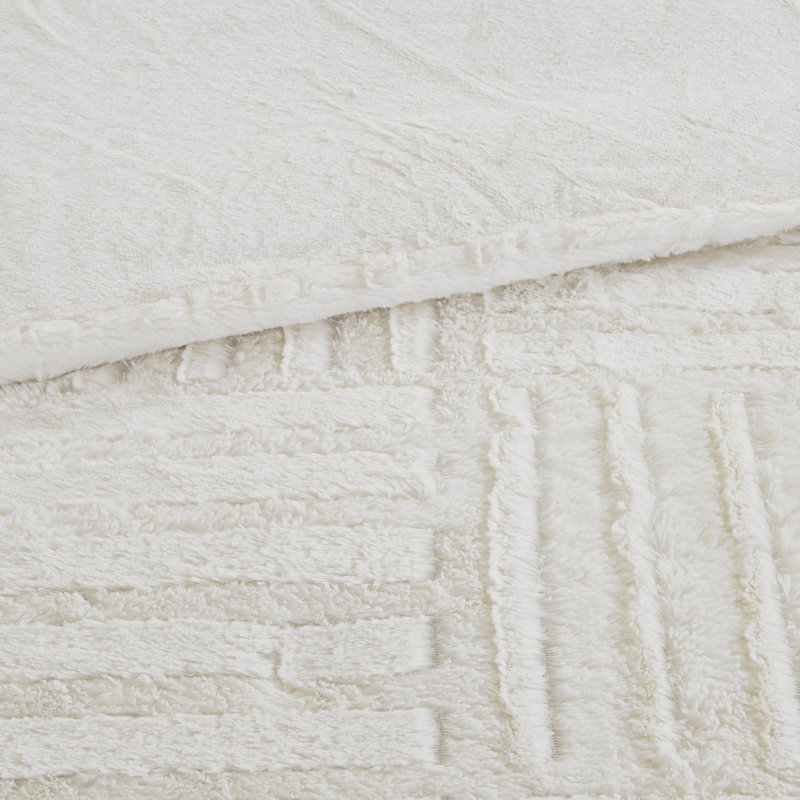 Ivory Full Down Alternative Comforter Set with Faux Fur