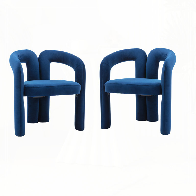Fauteuil de cuisine en velours rembourré, Marine