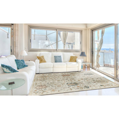 Tapis d'intérieur en laine naturel fait à la main Floral