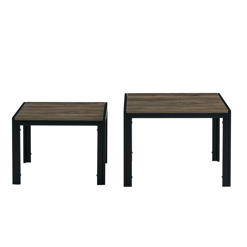 Amose Glass Top Nesting Coffee Table, Gray