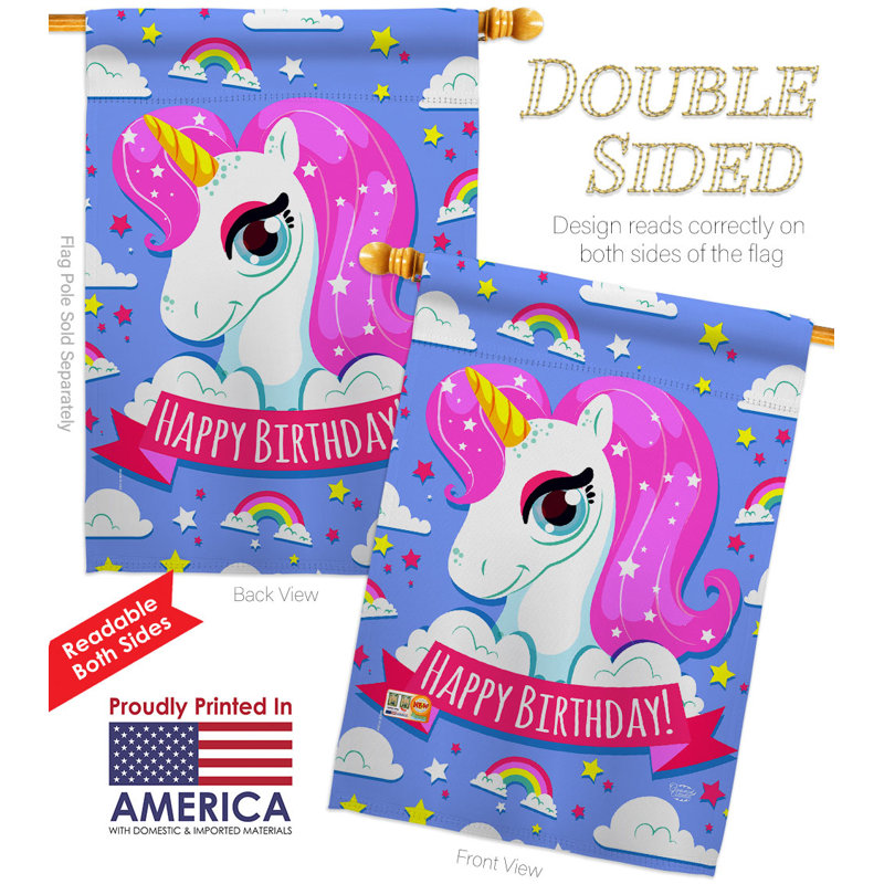Double Sided 40'' H x 28'' W Polyester Birthday House Flag