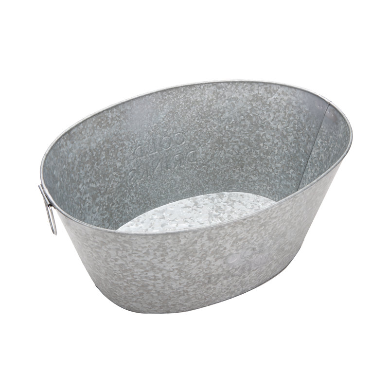 Large Silver Galvanized Steel Rustic Beverage Tub
