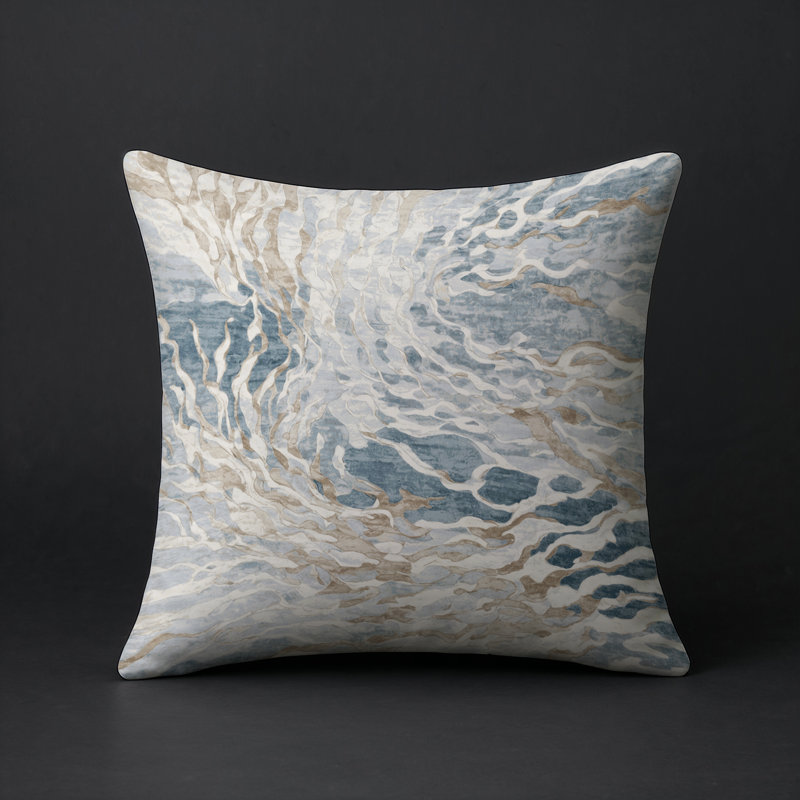 Coussin décoratif intérieur / extérieur gris Modern Modern, Carré 18 po, Gris abstrait 110