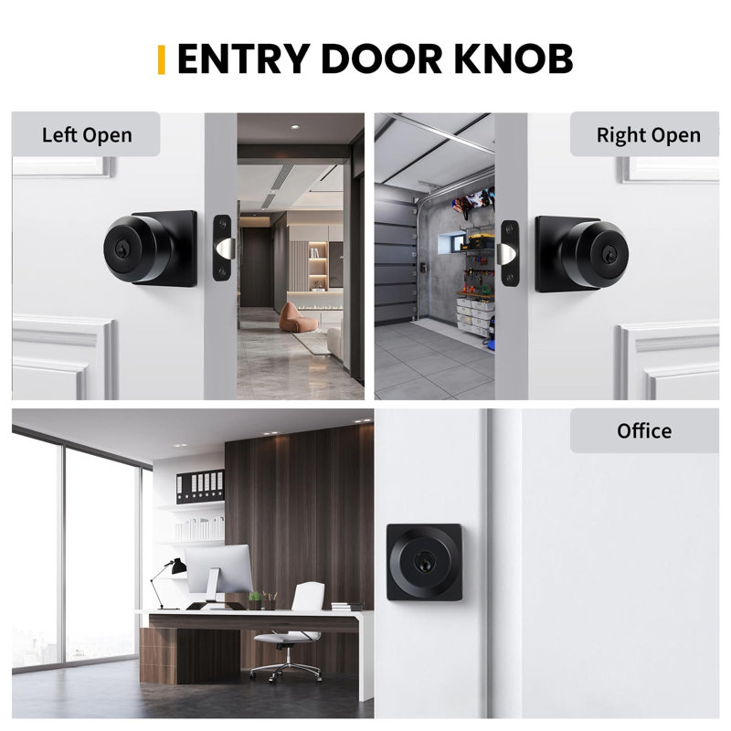 Poignée de porte extérieure noire matte à clé identique, poignée de porte avant avec serrure et clé, ensemble de 3 boutons de porte extérieurs noirs