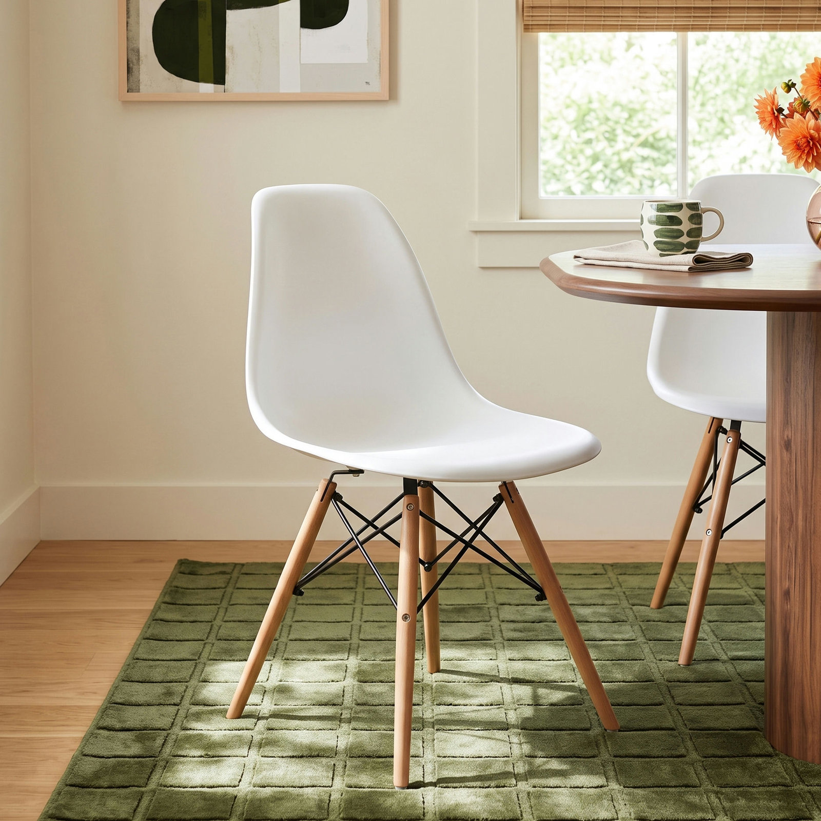Jordan Side Chair, White, Natural