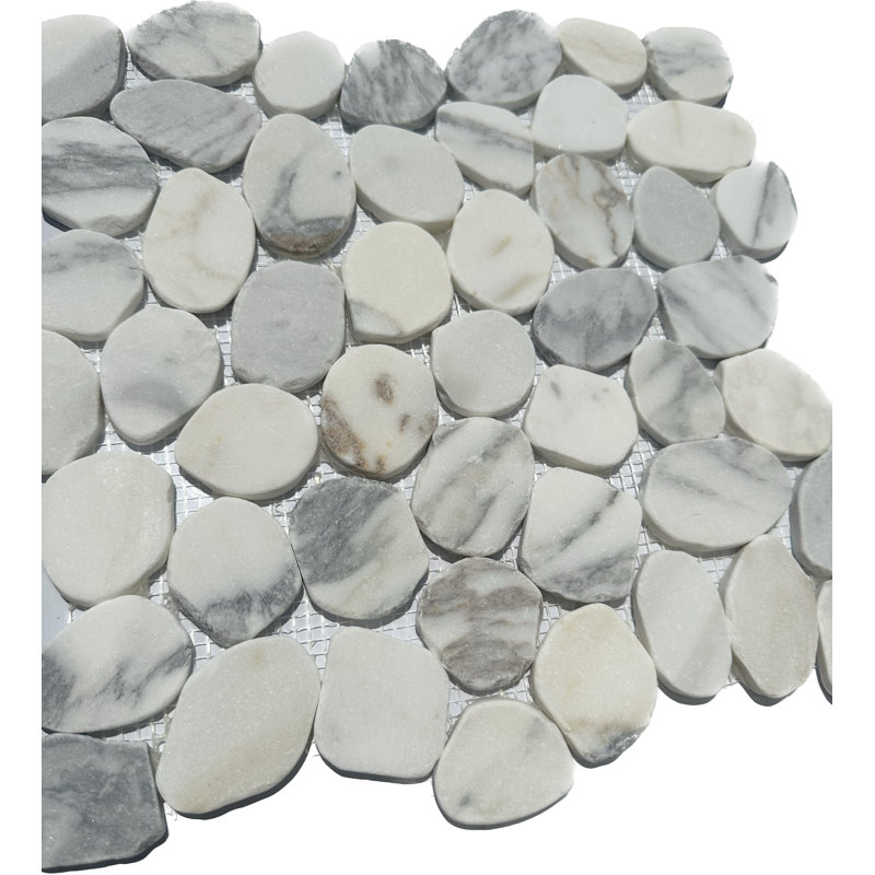 Mosaïque de galets roulés Calacatta Gold 12 po x 12 po