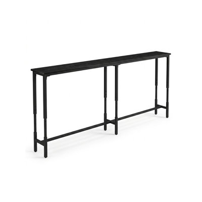 VASAGLE Height Adjustable Console Table with Power Outlets, Narrow Sofa Table, 78.7 x 5.9 x (25.2-35.2) Inches, Black