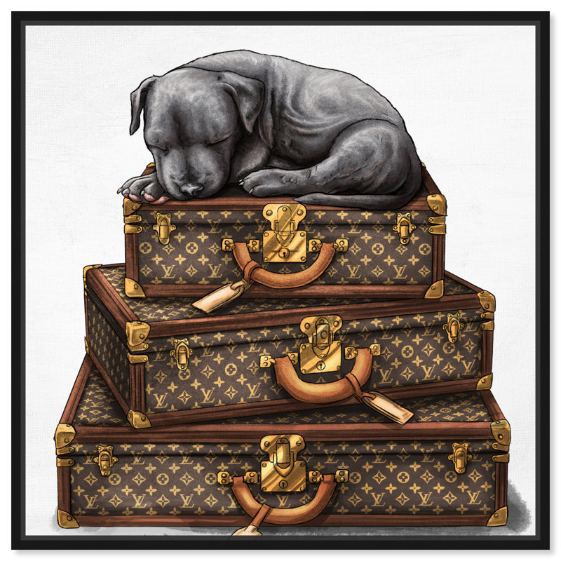 «Fashion and Glam Sleeping Pitbull», impression sur toile, Cadre noir, H 20 po x l 20 po