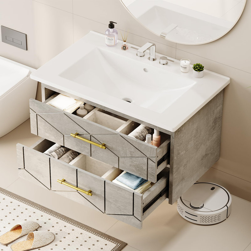 Meuble-lavabo 24 po avec lavabo, Gris, 24"