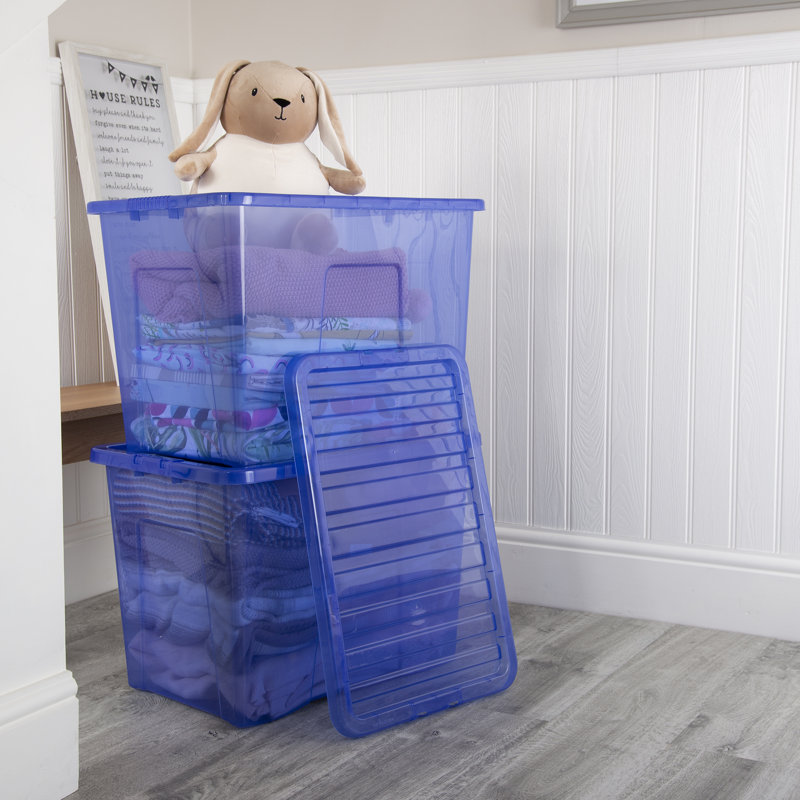 Wham Wham Crystal 80L Plastic Storage Boxes Tint Dusky, Blue