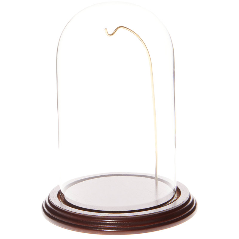 Cloche à dôme 4,5 po x 8 po, Base en acajou / fil doré